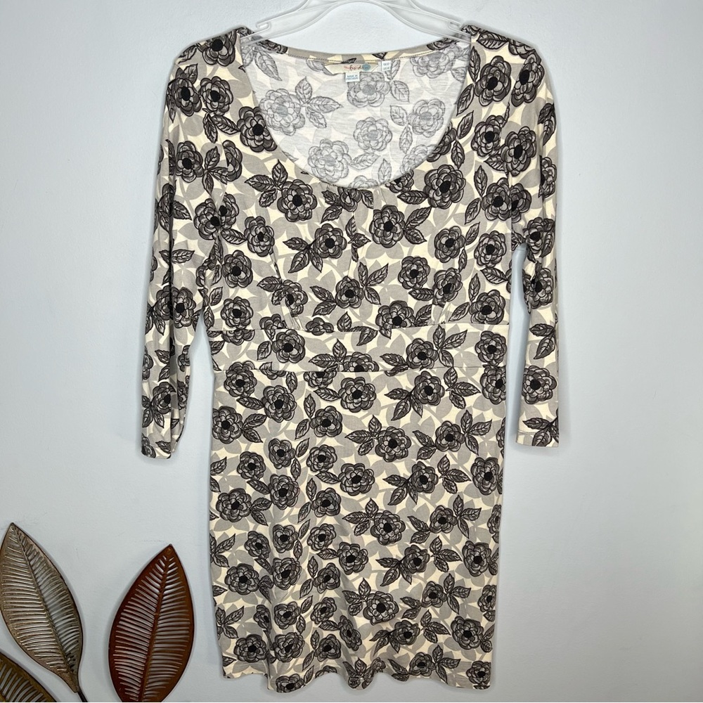 Boden Black and White Floral Long‎ Sleeve Mini Dress WL573 C10